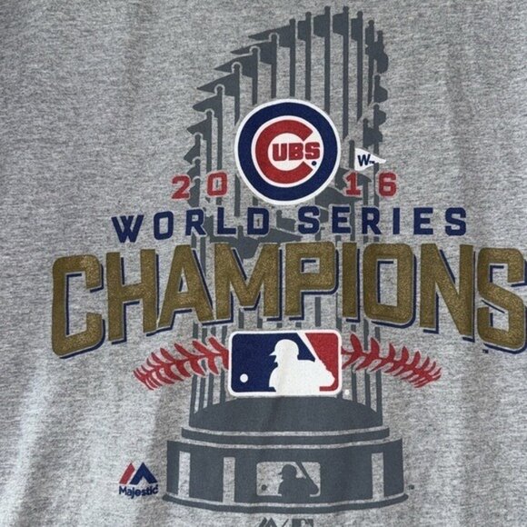 2016 Chicago Cubs World Series Champions Gray T-Shirt L Port & Company Core Cott - Picture 3 of 7